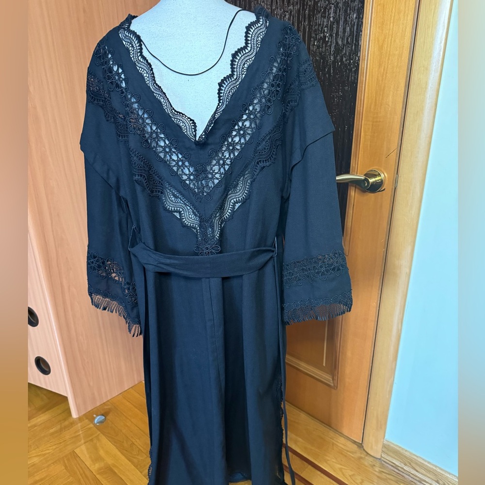 Ermanno Scervino linen maxi lace detailing dress caftan One size
